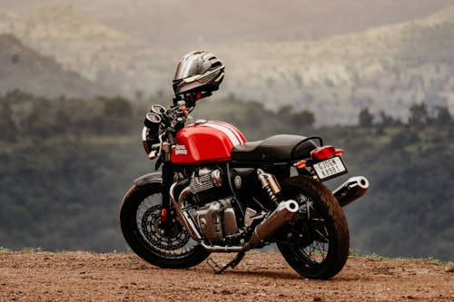 Photograph of a Red and Black Motorcycle