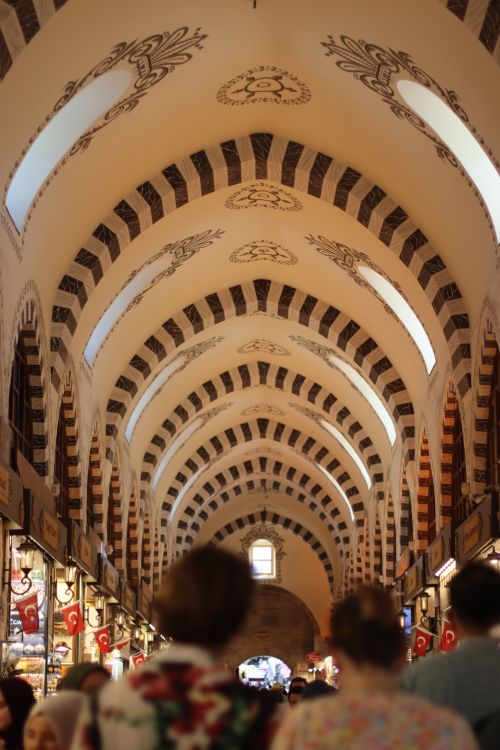 Free Explore the intricate Ottoman arches and patterns of a famous Istanbul bazaar. Stock Photo