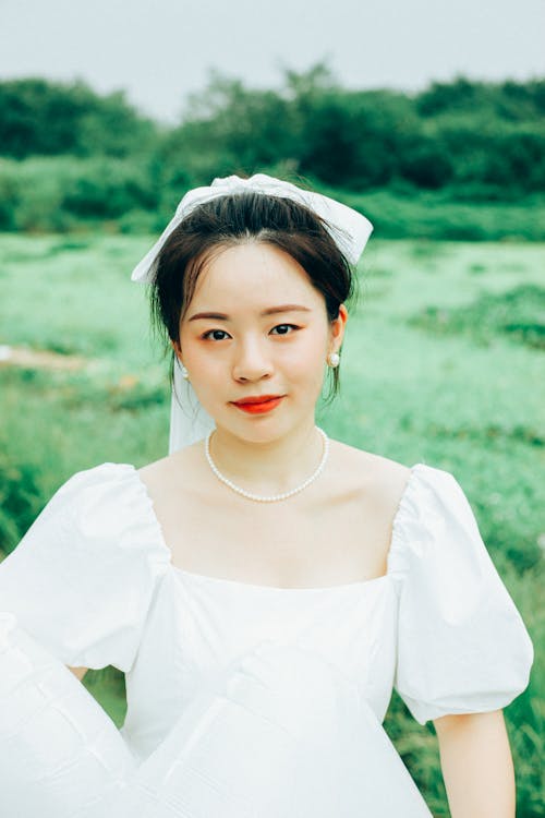 Portrait of Bride Wearing Wedding Dress