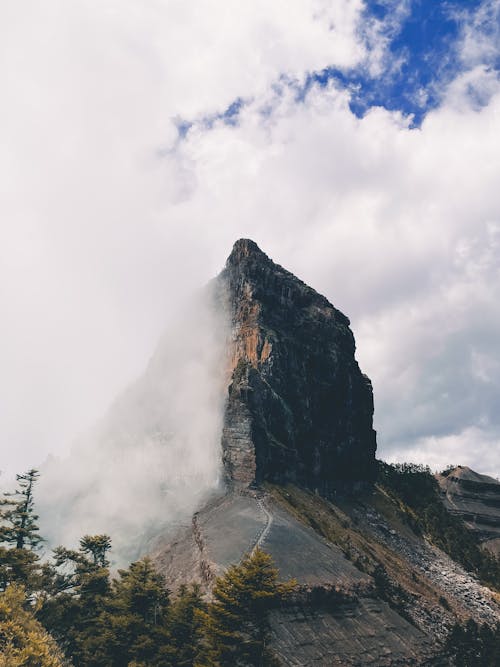 Rocky Mountain Under White Clouds