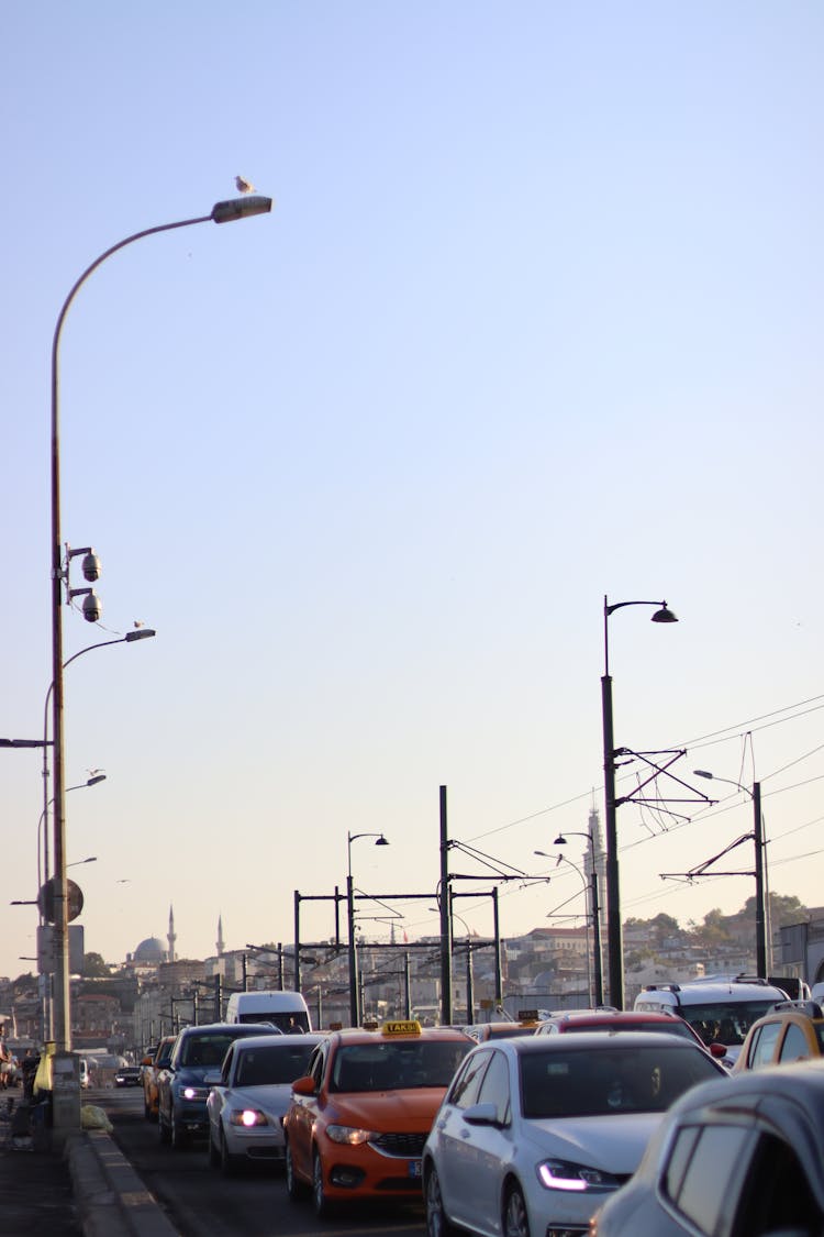 Cars In Traffic On Road