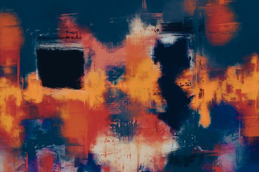 Dynamic abstract artwork featuring rich, bold color swirls and textured strokes.