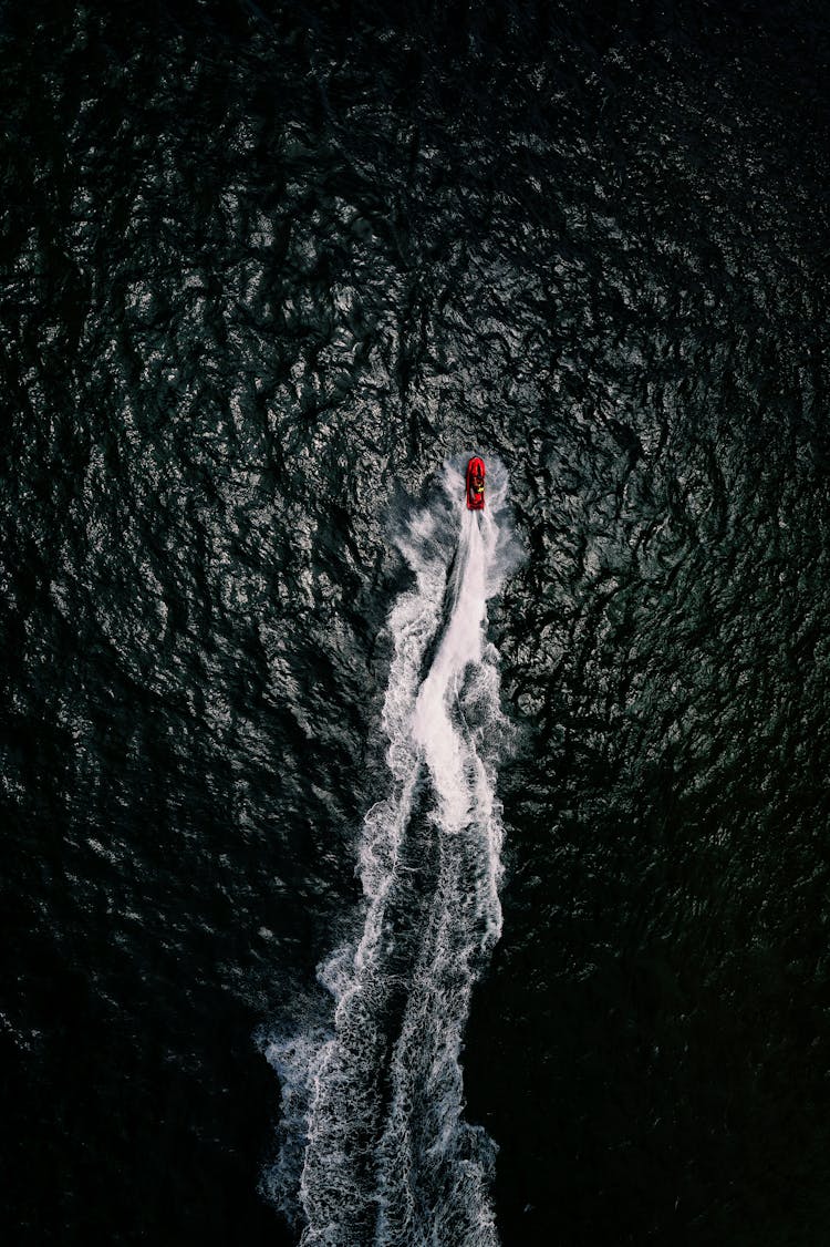 Aerial View Of A Boat In The Sea