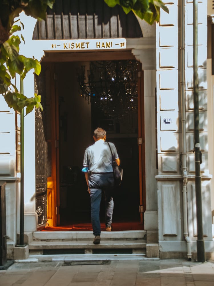 Man Entering A Building