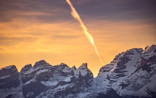Snow-Covered Mountains during Sunset