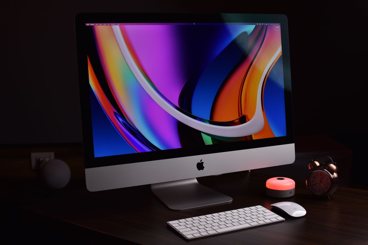 modern apple desktop setup with vibrant display and accessories perfec