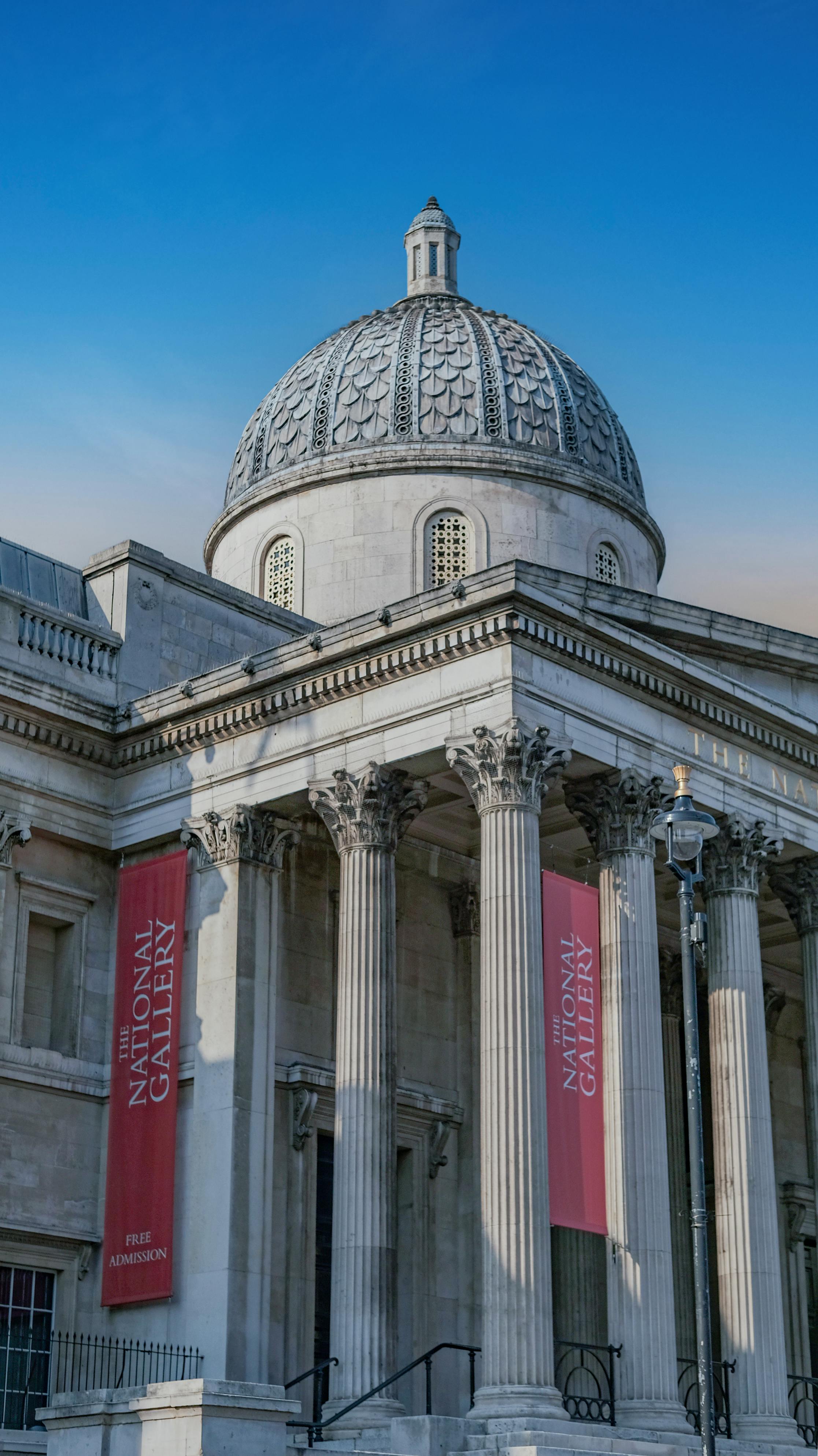 columns and the dome of the national gallery london england