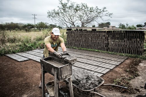 Man Making a Stone Pavement