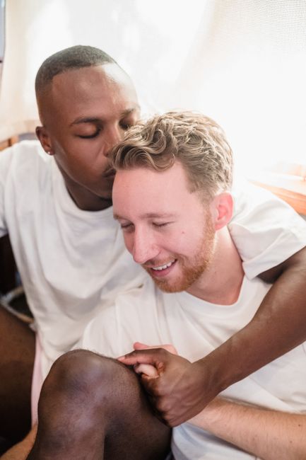 Joyful couple in cozy setting