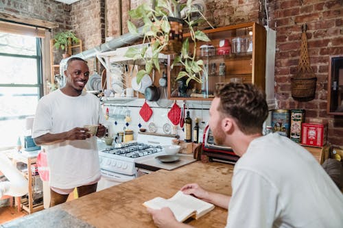 Free Male Couple Relaxing at Home  Stock Photo