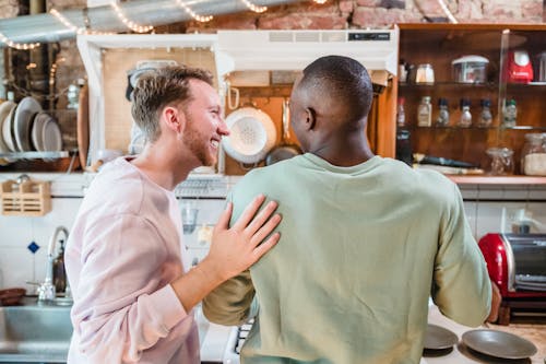 Gay Couple Cooking in a Kitchen 