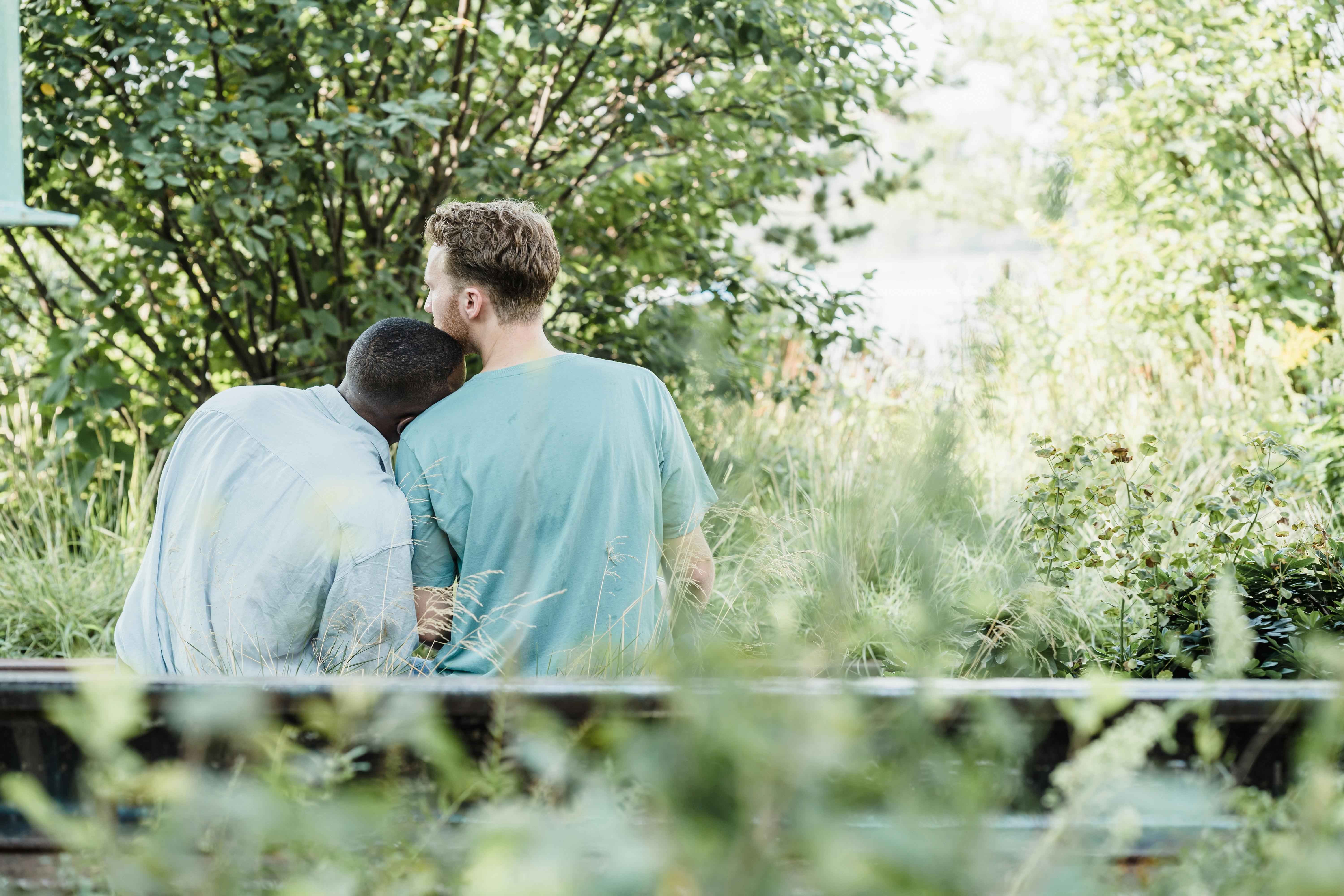 back view of a couple sitting together