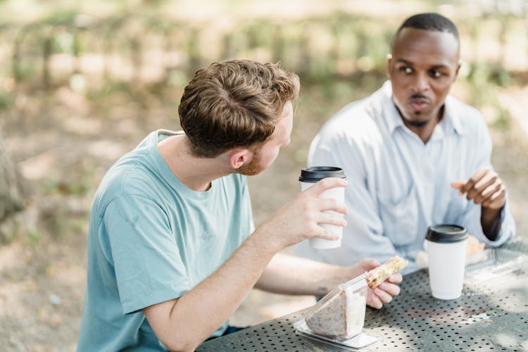 Couple Eating Lunch In Park