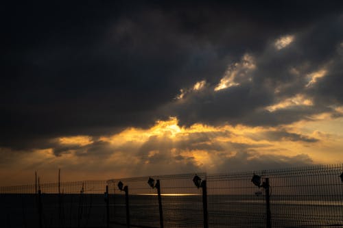 Silhouette of Fence during Sunset