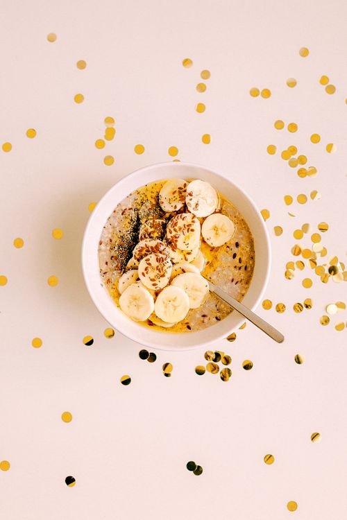 Bowl of Sliced Bananas With Rice Crispies