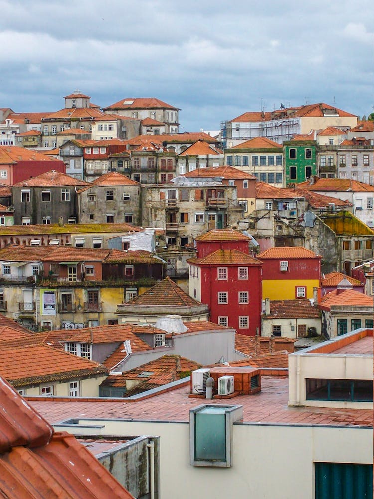 Dense Buildings Skyline Of Porto Portugal