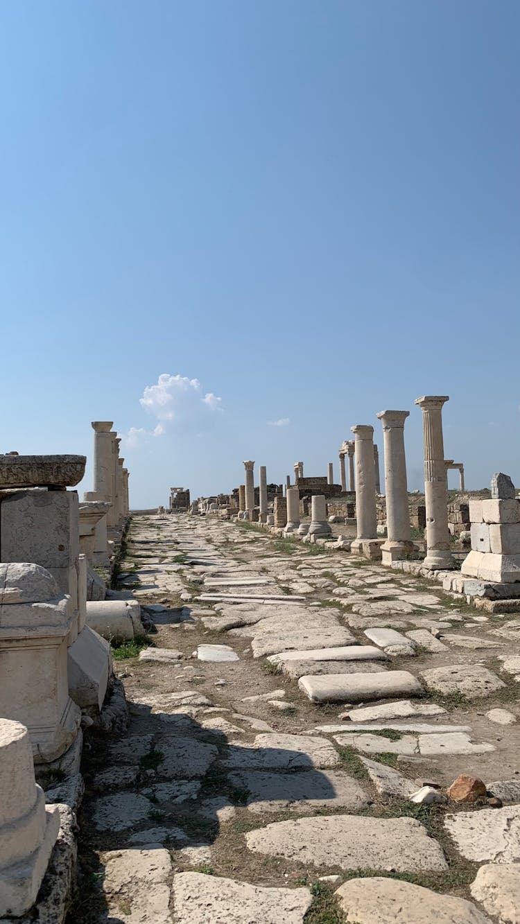 Ancient City Ruins Against Blue Sky