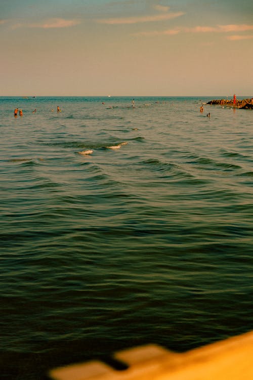 People Having Fun Swimming on the Ocean