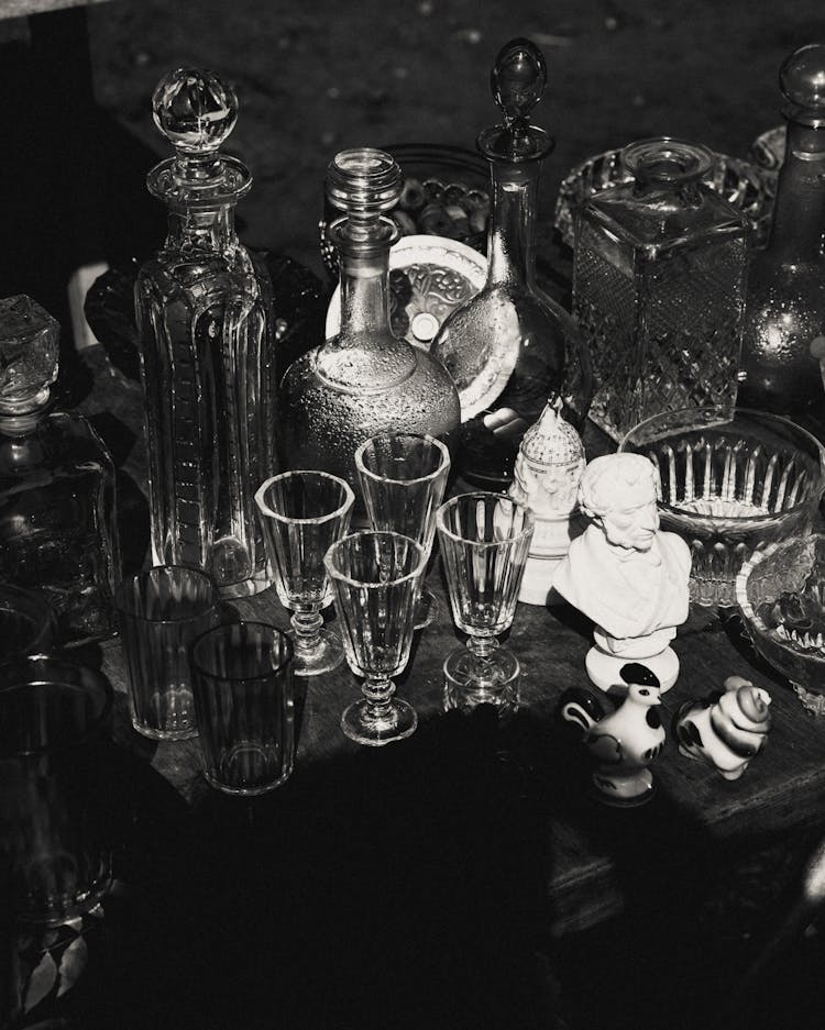 Display Of Vintage Glassware