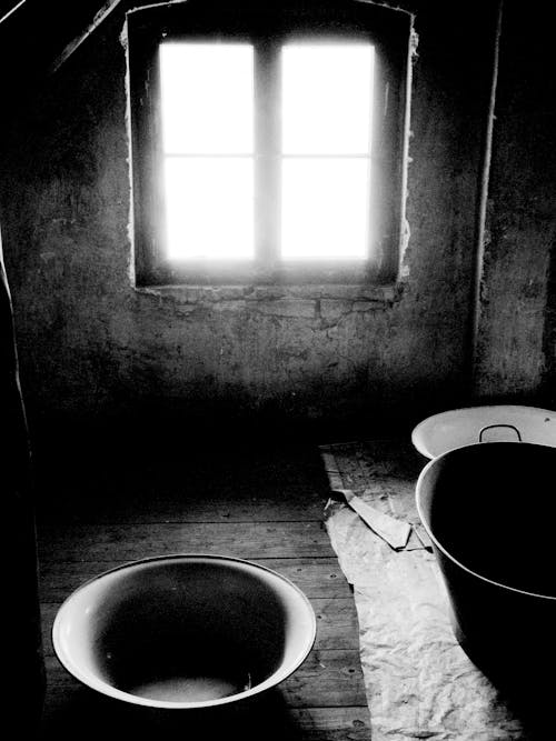 Foto d'estoc gratuïta de abandonat, blanc i negre, contenidor
