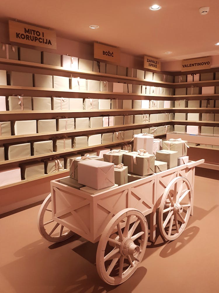 Cart With Packages In Museum