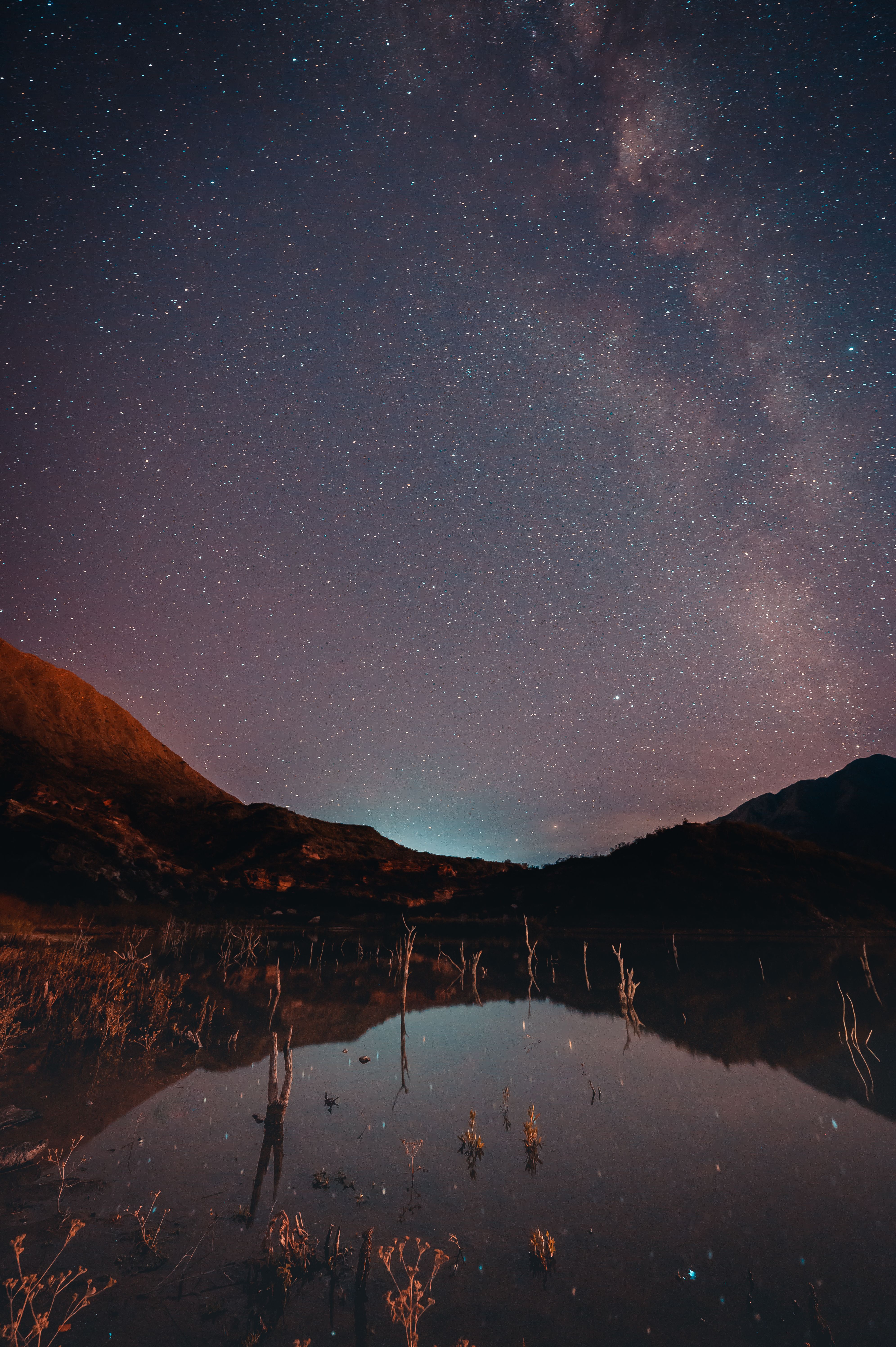 Stars in Sky over Lake at Night · Free Stock Photo