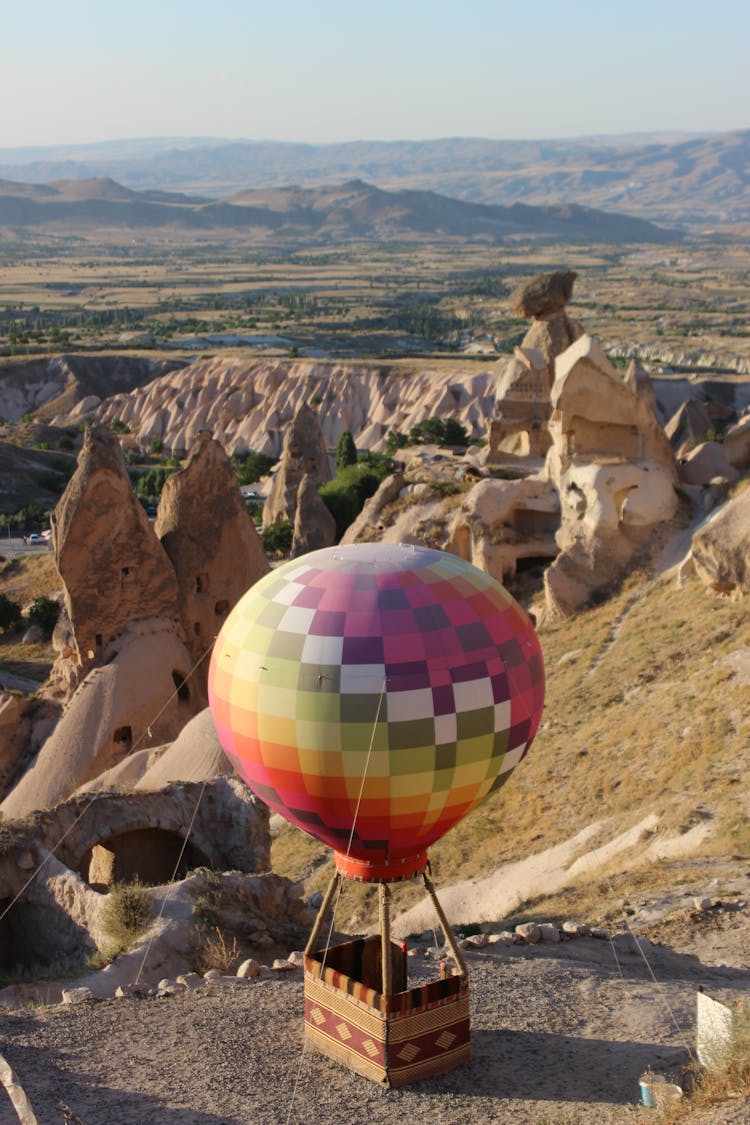 A Colorful Hot Air Balloon On Ground