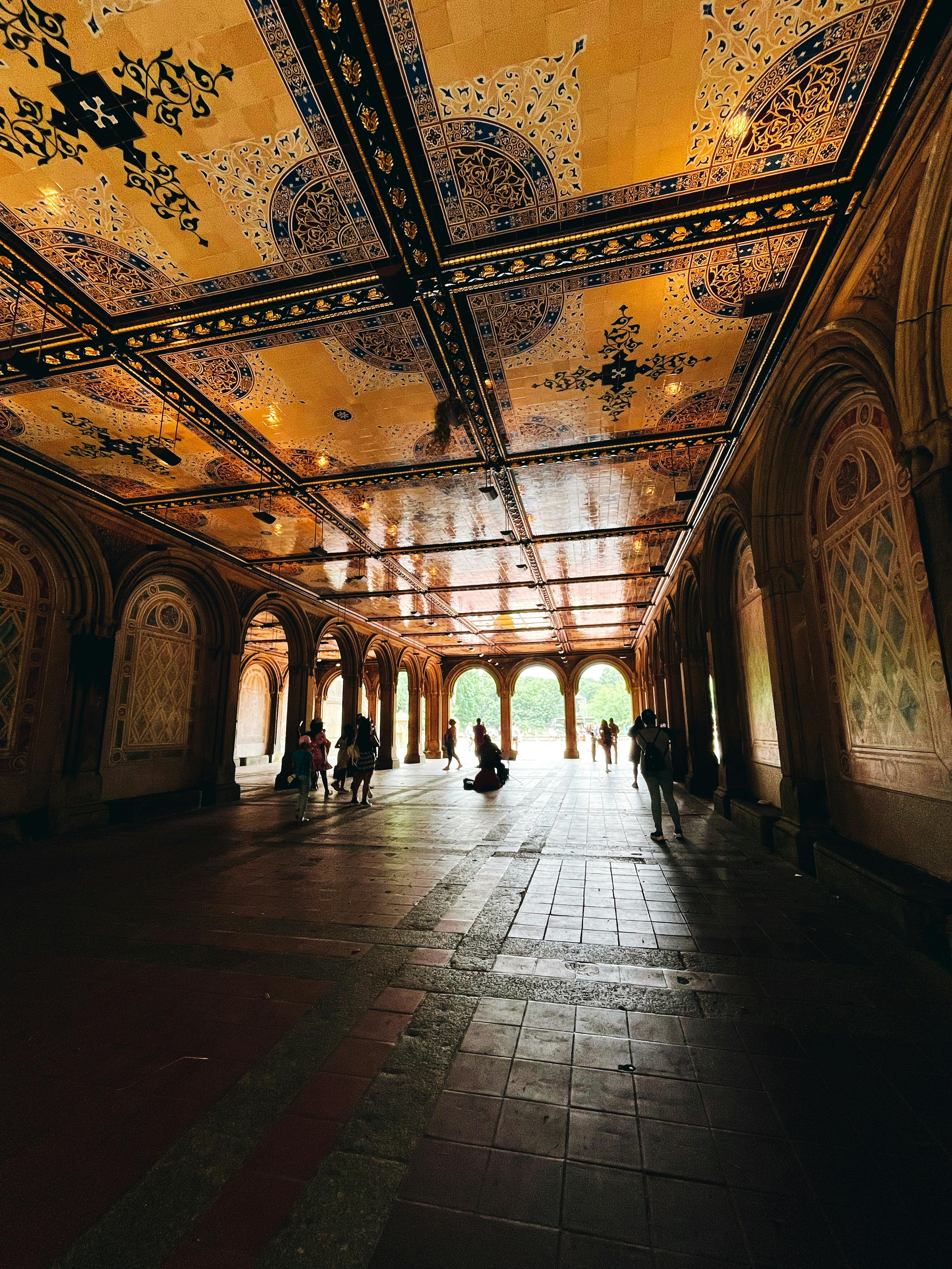 interior of bethesda terrace in central park in new york city usa