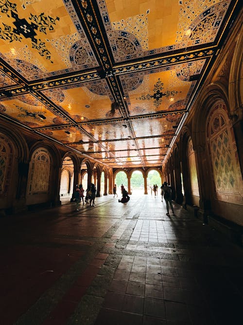 Free Interior of Bethesda Terrace in Central Park in New York City, USA Stock Photo
