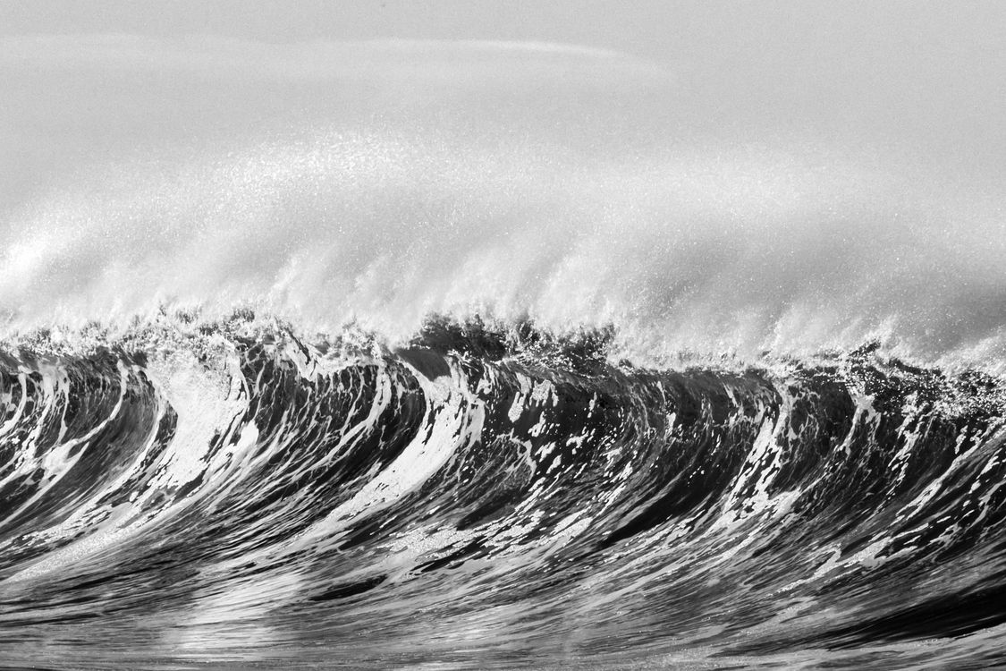 Grayscale Photo of a Sea Wave · Free Stock Photo