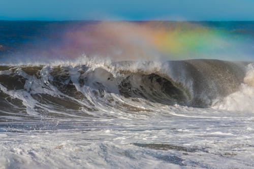 大浪, 彩虹, 招手 的 免费素材图片
