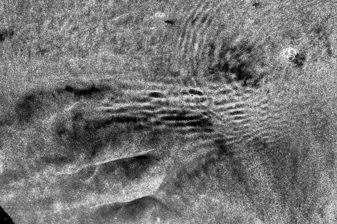 intricate patterns in sand creating a textured black and white abstrac
