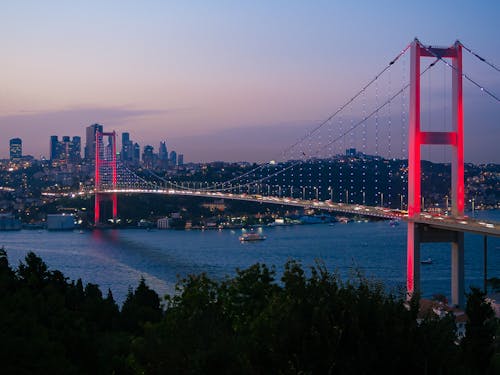 Bosphorus Bridge in Istanbul, Turkey at Dusk