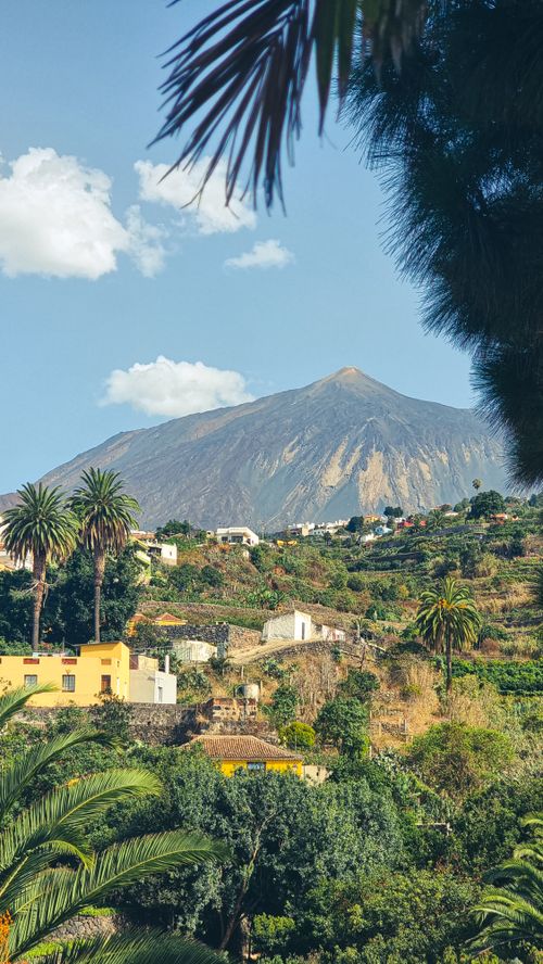 Free Breathtaking view of Mount Teide with lush greenery in Tenerife, Spain. Stock Photo