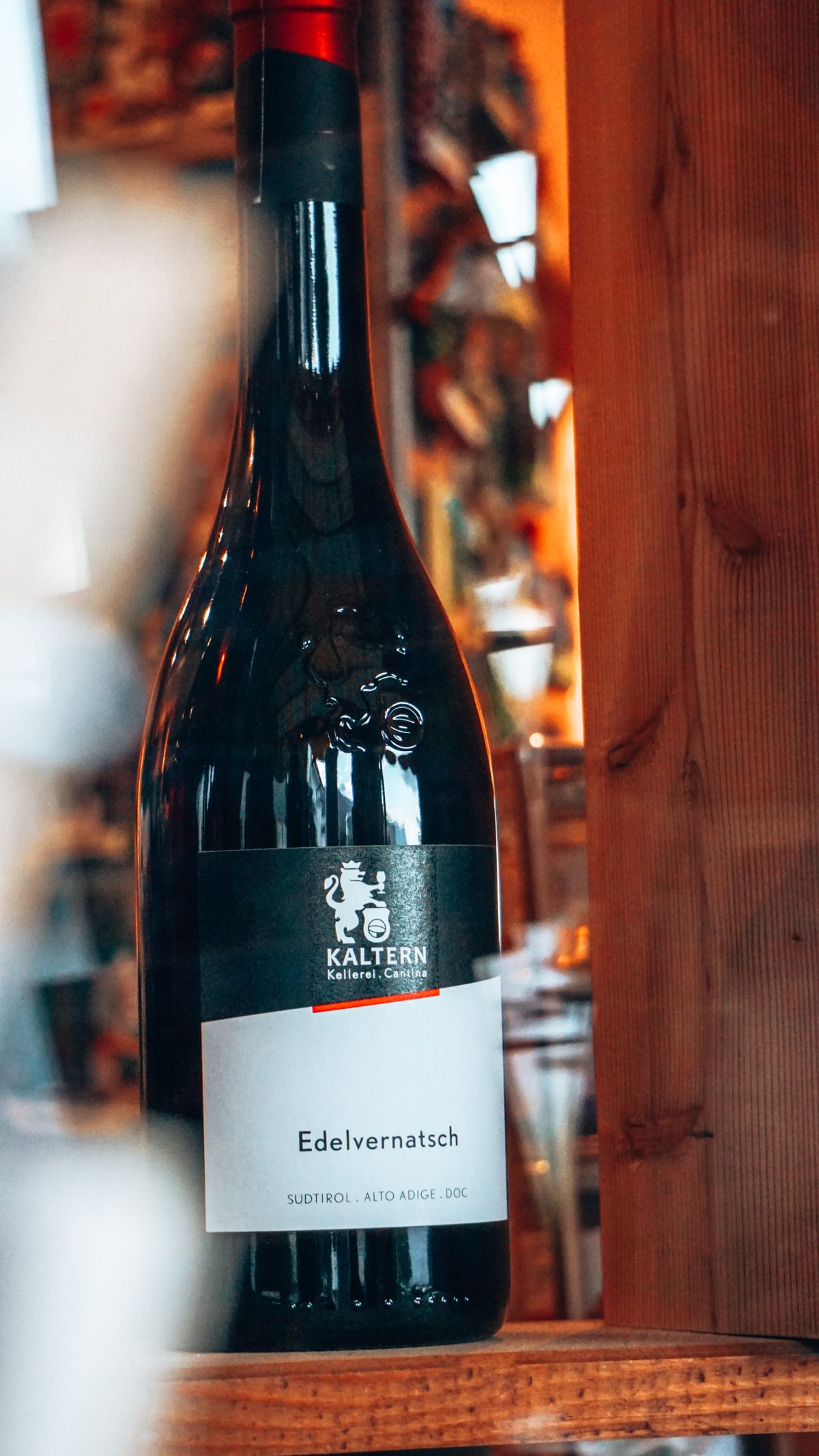 Edelvernatsch wine bottle from a Kaltern winery