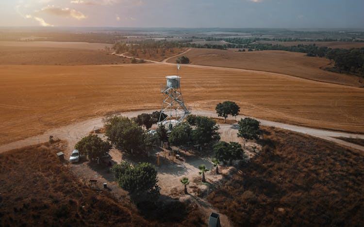 Radar Tower In Countryside On Sunset