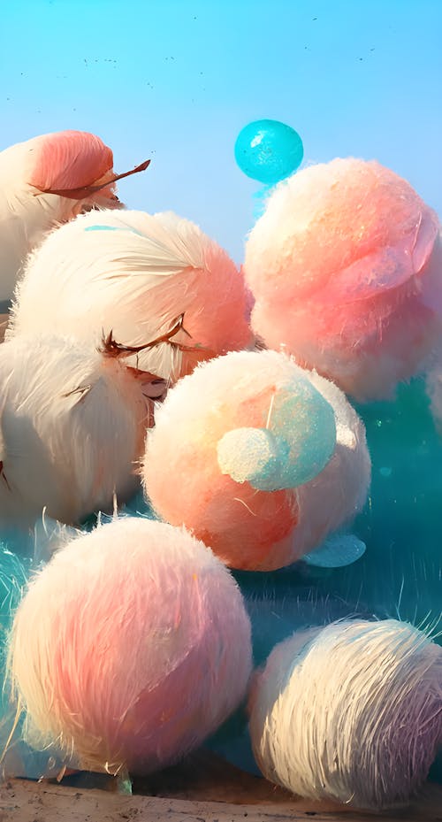 Fuzzy Peach Pompoms