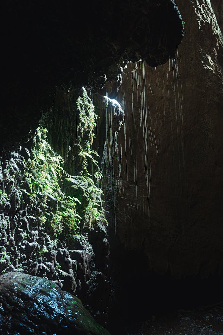 Water Dripping Inside A Cave