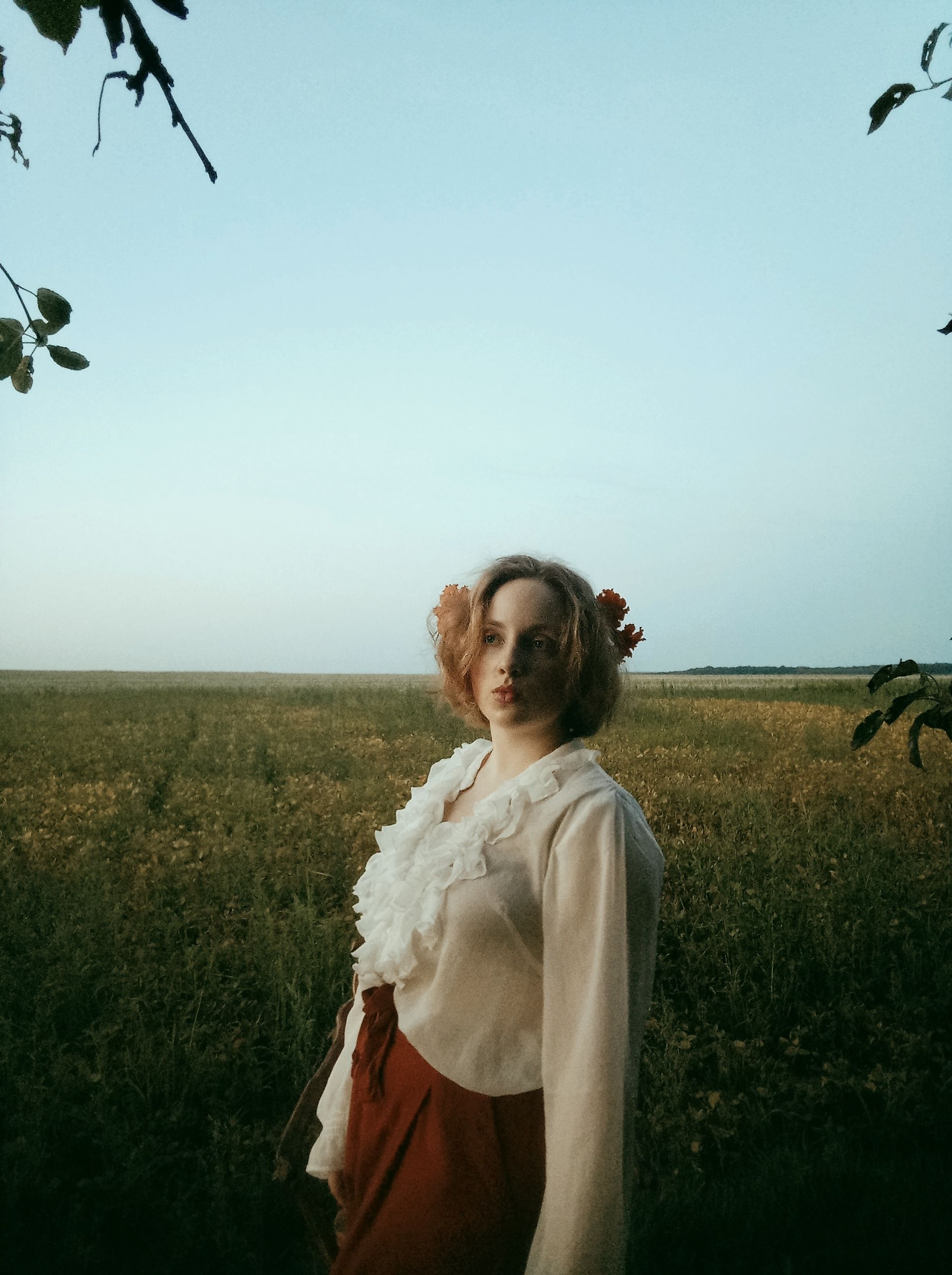Woman Wearing White Long Sleeves while Standing on Grass Field · Free ...