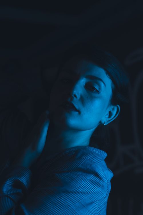 Blue Toned Portrait of a Woman · Free Stock Photo