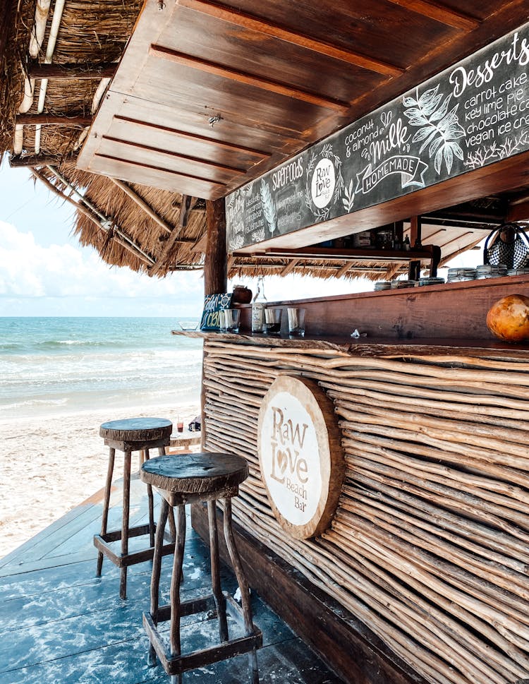 Bar With Wooden Interior On Beach