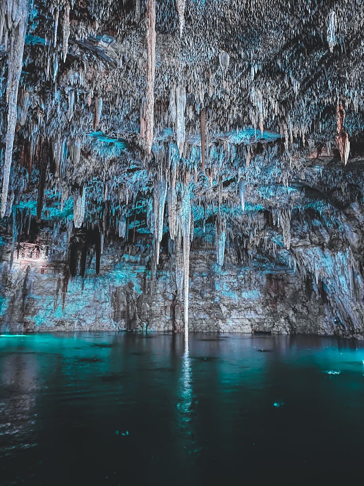 Stalactites Above Underground Lake