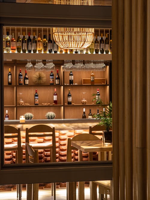 Chairs and Shelves in a Bar