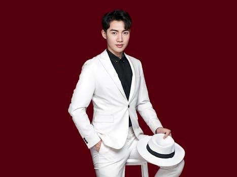 Stylish Asian man posing confidently with a fedora hat indoors.