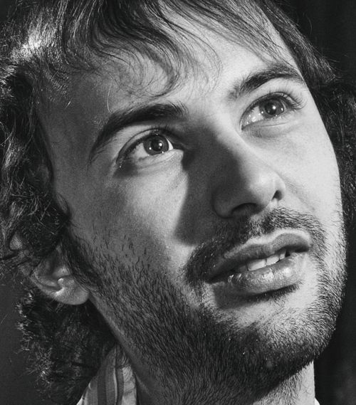 Free Close-up monochrome portrait of a bearded man gazing upward. Stock Photo
