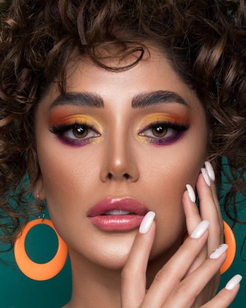 Beautiful Woman with Colorful Eye Makeup