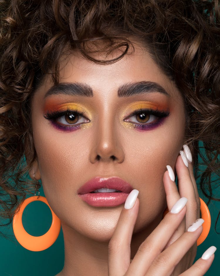 Beautiful Woman With Colorful Eye Makeup