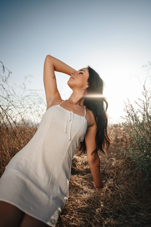 Beautiful Woman in White Dress