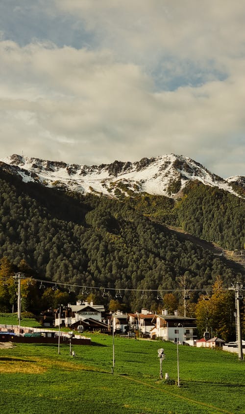 A Snow Capped Mountain in Krasnodar, Russia