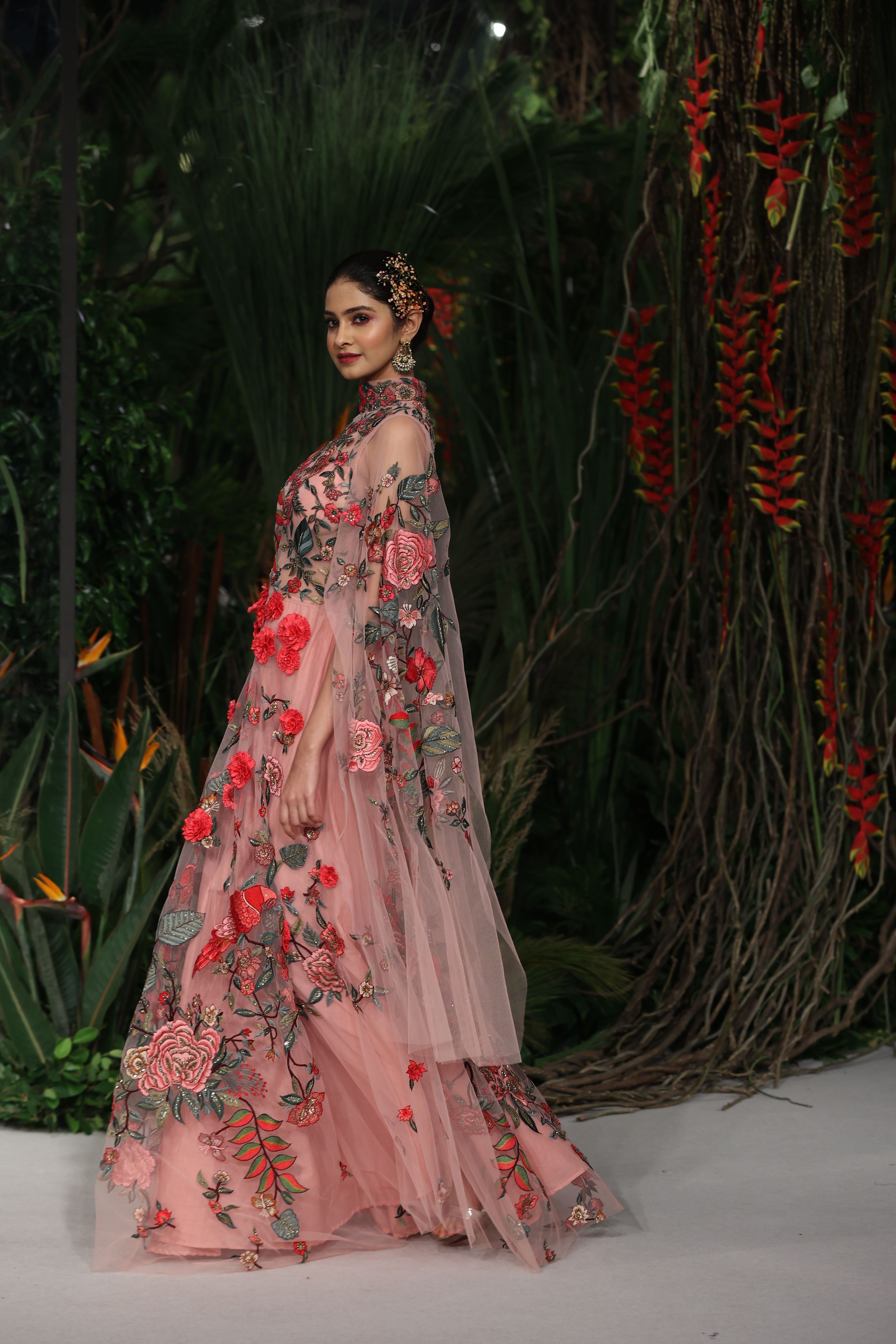 A Woman in Pink Floral Long Dress · Free Stock Photo